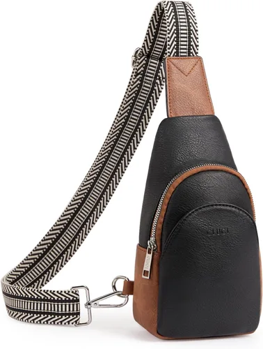 CLUCI Bolso bandolera pequeño para mujer, bolsos cruzados de cuero vegano para mujer, riñoneras con correa de guitarra