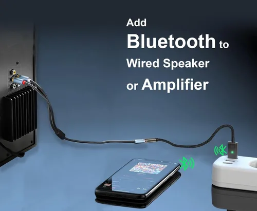 Miniatura 2 de Adaptador Bluetooth 5.3 a auxiliar para automóvil o amplificador, USB a receptor Bluetooth hembra de 0.138 in, compatible con altavoz con cable
