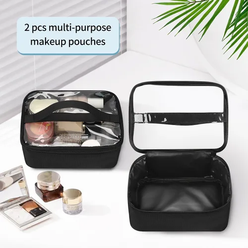 Miniatura 7 de Estuche de maquillaje extra grande, bolsa de viaje para artistas de maquillaje profesional, doble capa, ligera, XL, estuche organizador de viaje