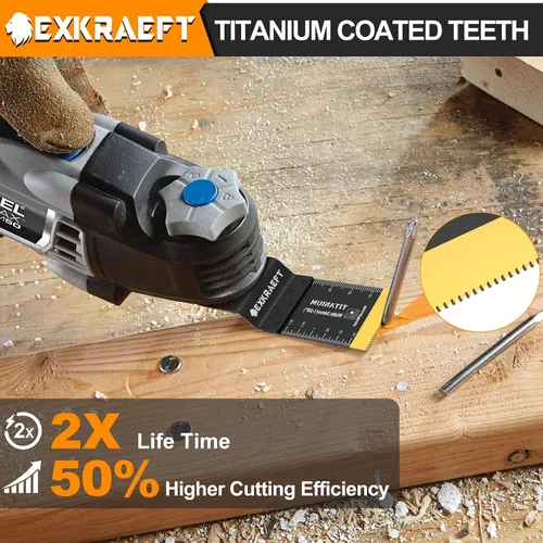 Miniatura 3 de 100 cuchillas oscilantes multiherramienta de titanio, cuchillas de sierra oscilantes universales para uñas de metal, madera y plástico, kits