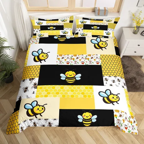 Miniatura 8 de Juego de ropa de cama de rana verde, funda de edredón de anfibios tropicales para niños, niñas, adolescentes, funda de edredón geométrica