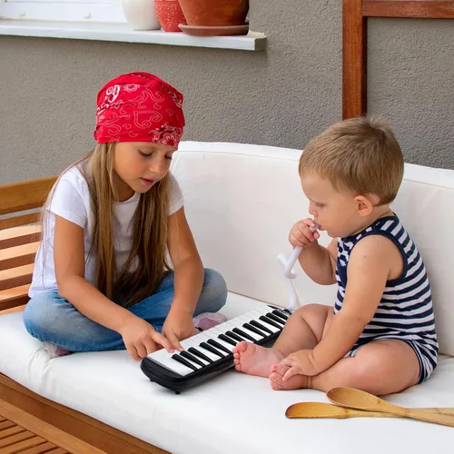 Miniatura 7 de Eastar Melódica de 32 Teclas Instrumento de Teclado Piano de Aire Soprano con 2 Boquillas Dobles con Tubo, Bolsa de Transporte, Negro