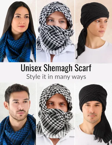 Miniatura 9 de LOVARZI Shemagh Cottons Arab Keffiyeh - Bufanda militar táctica para cabeza y cuello