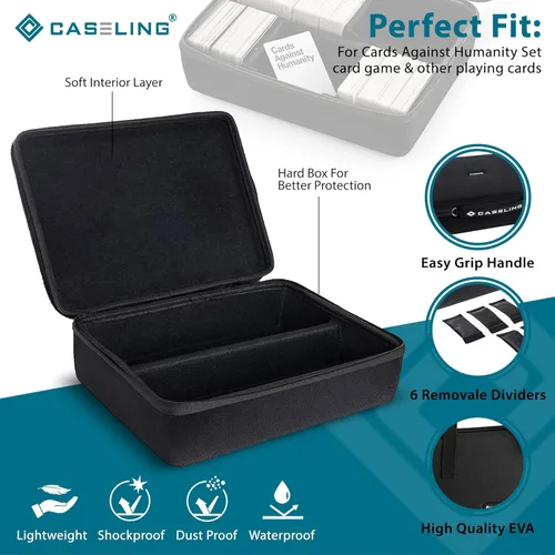 Miniatura 3 de Estuche extragrande duro Caseling (2 filas) para Juego de tarjetas C. A. H. Para el juego principal de tarjetas y 6 expansiones más. Incluye 6 Negro
