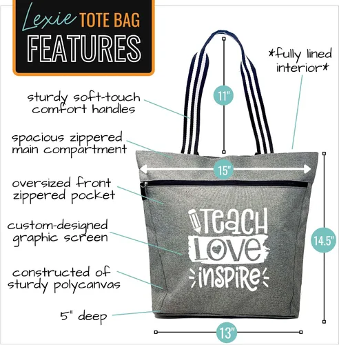 Miniatura 36 de Brooke & Jess Designs Teacher Tote Bag for Work - Teacher Handbag Gifts for Women, Teacher Bag Best Teacher Appreciation Gift