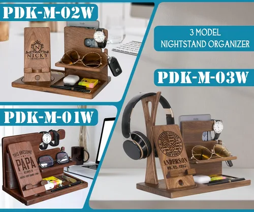 Miniatura 2 de Organizador de escritorio personalizado para la Guardia Costera de Estados Unidos, organizador único hecho a mano para esposo, novio, regalos