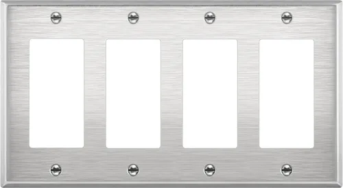 Miniatura 27 de ENERLITES Placa de pared de metal con interruptor decorativo triple, cubierta de tomacorriente de acero inoxidable, resistente a la corrosión, acero