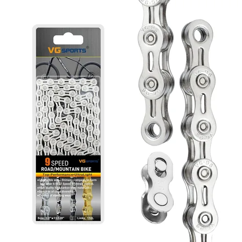 Miniatura 22 de VG SPORTS Cadenas de bicicleta de 6/7/8/9/10/11 velocidades, cadenas de bicicleta ligeras semihuecas/huecas para bicicleta de carretera/MTB/BMX