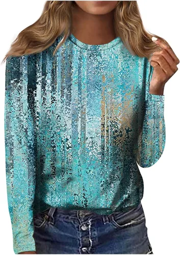 NDVYXX Women's 2024 Fashion Tops Long Sleeve T-Shirts Cute Crewneck Basic Business Tees Blouses Loose Shirts