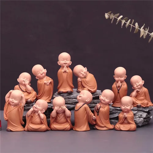 Miniatura 5 de Estatuilla de monje para decoración del hogar, estatua de Buda, figura de monje zen, lindo adorno de resina, mobiliario decorativo, arte chino