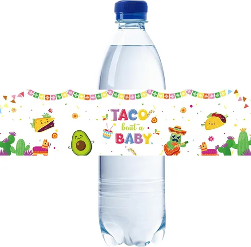 32 etiquetas para botellas de agua de bebé, envoltorios de biberones para revelación de género, calcomanías para baby shower, temática mexicana,