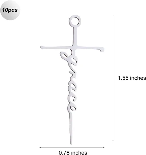 Miniatura 2 de Colgante de cruz de gracia, 10 piezas, collar de acero inoxidable para hacer regalos de joyería religiosa cristiana