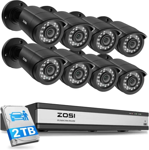 Miniatura 10 de ZOSI - Sistema de cámaras de seguridad para el hogar de 8 canales 1080P con disco duro de 1 TB, H.265+ 8 canales 5MP Lite CCTV DVR y (4) cámaras