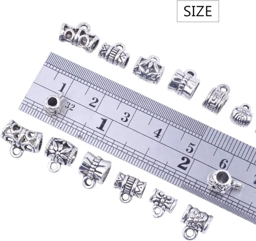 Miniatura 3 de BronaGrand 3.53 oz (alrededor de 130 – 170 piezas) mixtas de plata tibetana antigua, cuentas espaciadoras, cuentas de tubo de fianza, dijes