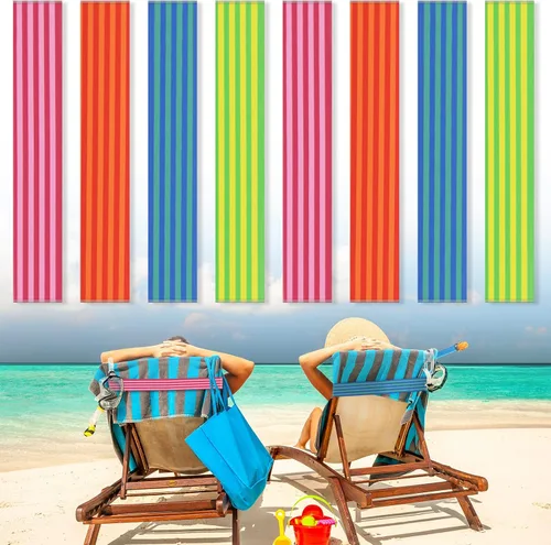 Miniatura 9 de Boao 4 paquetes de bandas de toalla para silla de playa, esenciales para piscina y crucero, elásticas y resistentes al viento, clips para toallas
