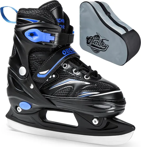 Miniatura 10 de Patines de hielo ajustables OBENSKY para niños, niños y niñas con bolsa para patines, 4 tallas ajustables, patines de hielo para niños