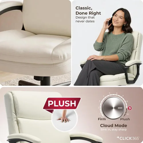 Miniatura 5 de Transform 2.0 Silla de oficina ergonómica, silla de escritorio con respaldo medio con brazos acolchados, soporte lumbar, altura ajustable, Blanco