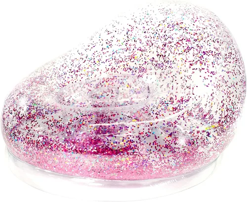 Air Candy Silla inflable con purpurina, rellena con purpurina holográfica que cambia de color de 0.236 pulgadas, fabricada con PVC fuerte que