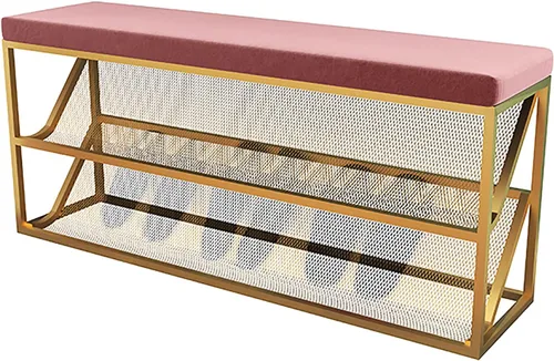 Miniatura 13 de Banco otomano de almacenamiento para pies en el extremo de la cama, banco de zapatos de entrada con cojín cómodo, ③ - Estante organizador de zapatos