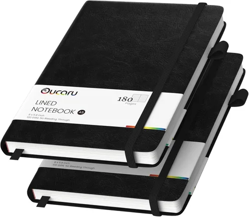 Miniatura 34 de Oucaru Cuaderno rayado, paquete de 4, 180 páginas, diarios A5 para escribir, papel grueso de 100 GSM, cuadernos pequeños diarios para mujeres y 4
