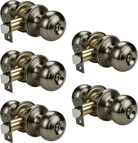 Miniatura 9 de KNOBWELL Pomos de puerta de privacidad, pomo de puerta de cama y baño con cerradura, pomos de puerta de bronce aceitado interior, pomo de puerta