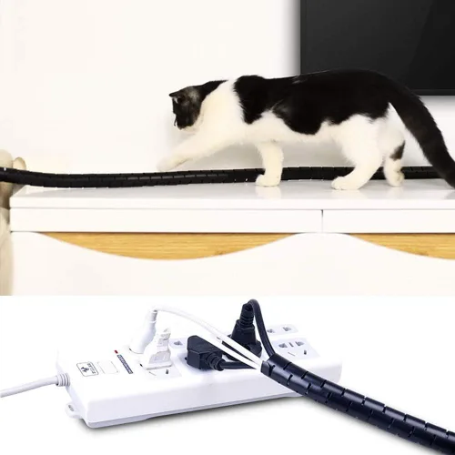 Miniatura 6 de Organizador de cables de 10 pies de diámetro de 0.8 pulgadas de diámetro con clip de cremallera, organizador de cables de alambre flexible