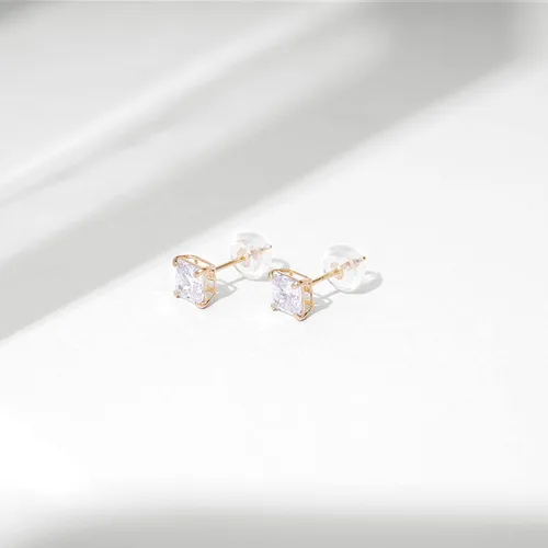 Miniatura 4 de Tienda Essentials Pendientes de tuerca cuadrados de circonita Swarovski (anteriormente colección Tienda)