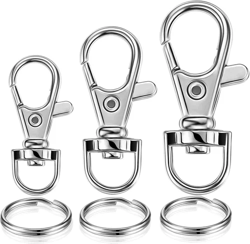 YHYZ Llavero Anillos de Cadena de Llaves Clips Giratorios a Granel, Ganchos Giratorios con Cordón (Pequeño X 4pcs, Mediano X 4pcs, Grande X 4pcs) +