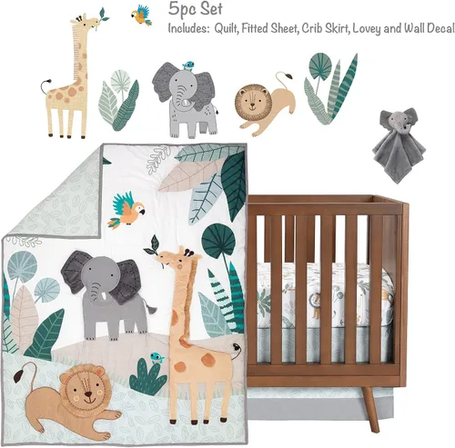 Miniatura 2 de Lambs & Ivy Jungle Friends - Juego de ropa de cama de 5 piezas para cuna de bebé