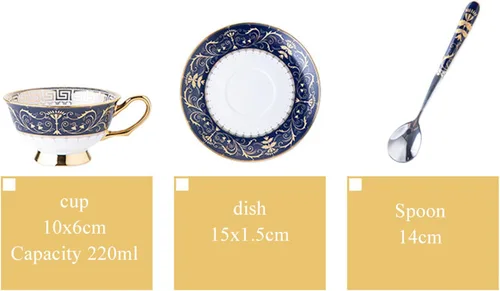 Miniatura 3 de TFE's - Juego de taza de té y platillo, 6 piezas de porcelana de hueso con diseño vintage, juego de taza de café y taza de espresso para cualquier