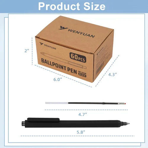 Miniatura 18 de WY WENYUAN Bolígrafos a granel, paquete de 30 bolígrafos negros de bola (punta media de 1.0 mm) - Bolígrafos de escritura suave sin manchas tipo