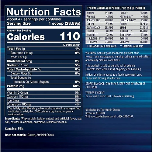 Miniatura 2 de BODYTECH Proteína de suero aislado en polvo - 25g de proteína por porción con BCAA - Absorción rápida para el crecimiento muscular y recuperación