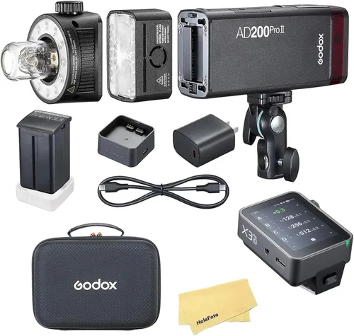 Miniatura 11 de Godox AD200 Pro II 2.4G Pocket Flash Strobe con disparador de flash X3C para cámaras Canon, 500 flashes de potencia completa, reciclaje