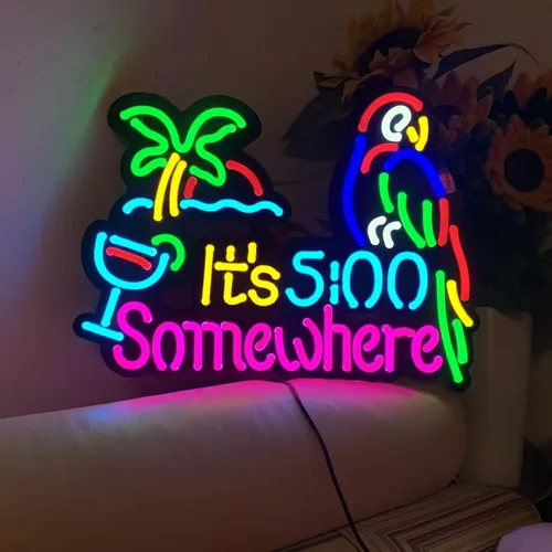 Miniatura 13 de Rompecabezas de 40 piezas de letrero de luz de neón Happy Hour, luz LED para cueva de hombres, letreros de pared para el hogar, regalos