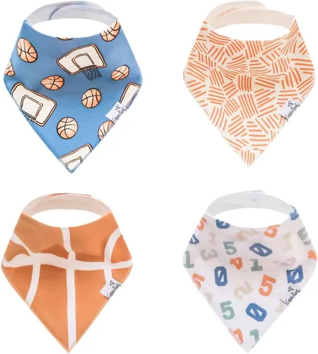 Miniatura 14 de Copper Pearl Baby Bibs 4 Pack, Printed Bandana Drool Bibs for Baby Girl & Boy, Soft Cotton Drooling Teething Bibs Claire