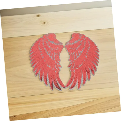 Miniatura 4 de 2 Pairs Red Self-Adhesive Embroidered Angel Wings Patches with Sequin Shine for Clothes Bags Jackets DIY Sewing Decoration