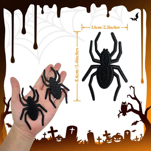 Miniatura 2 de Parches bordados de araña para planchar - Apliques de araña negra para disfraz de Halloween (12)