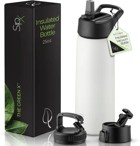 Miniatura 31 de SIPX™ Botella de Agua Aislada de 18 oz con 3 Tapas – Acero Inoxidable a Prueba de Fugas, Triple Aislamiento – Frío 24 Horas/Caliente 12 Horas