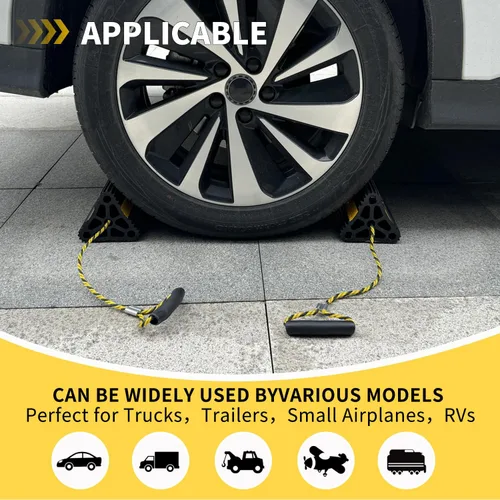 Miniatura 4 de Vacallity Cuñas de Ruedas para Remolques de Viaje, Resistentes de Goma Sólida para Servicio Pesado, Bloques de Cuñas de Ruedas para Remolques