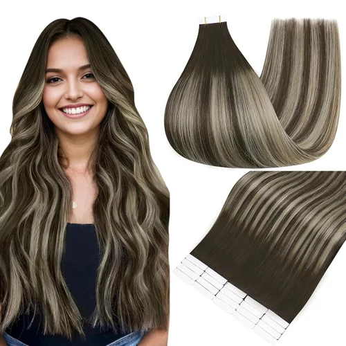 Miniatura 11 de Full Shine - Extensiones de cabello con cinta adhesiva de 18 pulgadas, extensiones de cabello Remy de 1.76 oz, extensiones de cabello lacio