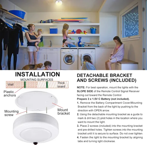 Miniatura 5 de BIGMONAT: lámpara LED de techo inalámbrica, luz de ducha RGB accionada a pilas con control remoto y temporizador, cambio de color, regulable