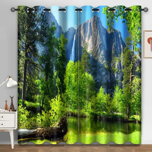 Miniatura 18 de Aimego - Cortinas opacas rústicas con flores de girasol, cortinas para oscurecer la habitación, estilo granja, paneles de madera, mariposas azules