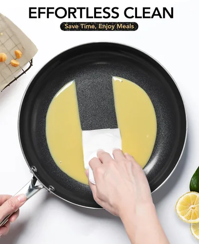 Miniatura 4 de MICHELANGELO Sartén pequeña – Sartén antiadherente de 8 pulgadas con tapa, sartenes de cerámica no tóxicas con mango de acero inoxidable, sartén