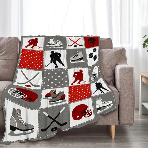 Miniatura 4 de Manta de Hockey Súper Suave Cálida Esponjosa de Vellón Franela Deportiva Manta de Tiro Acogedora Mullida de Felpa Ropa de Cama Mantas Regalos