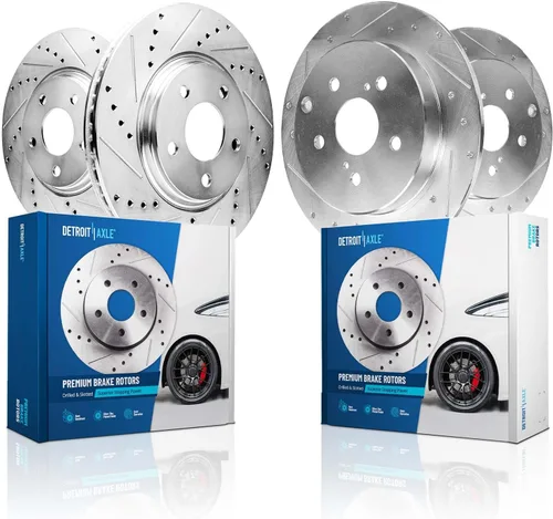 Miniatura 25 de Detroit Axle - Rotores de freno para Toyota Avalon 2020-2021 Camry 2020-2024, repuesto de rotores de freno de disco perforados y ranurados: rotor