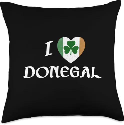 Irish Towns Cities Counties Home Town Nostalgia I Love Donegal Irlanda Eire Flag Heart Shamrock - Almohada irlandesa de 18 x 18 pulgadas, multicolor