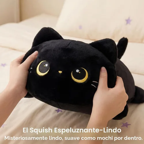 Miniatura 5 de Mewaii Linda Almohada de Felpa de Gato Negro, Peluches Kawaii de Animales de Peluche de Gato Negro, Peluches Suaves, Almohada de Felpa para Abrazar