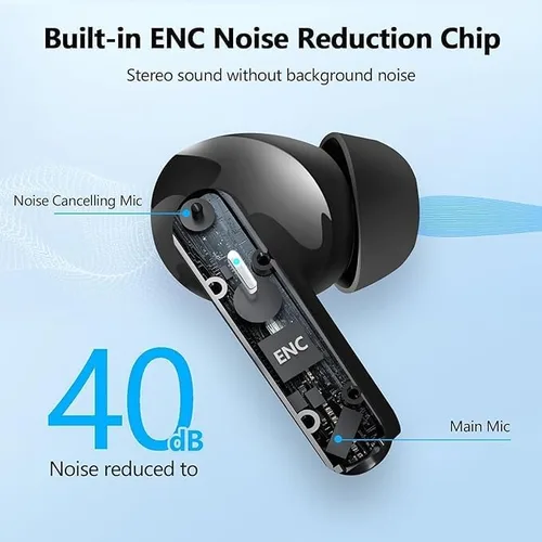 Miniatura 2 de Auriculares inalámbricos Bluetooth 5.4, auriculares estéreo de alta fidelidad 2025, 4 micrófonos con cancelación de ruido ENC, auriculares