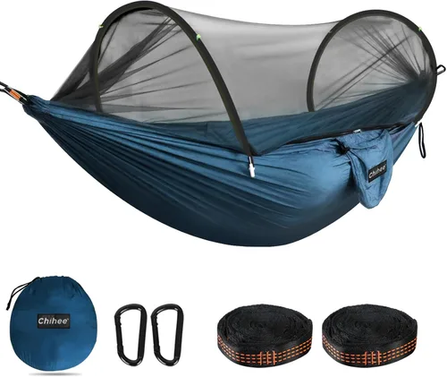 Miniatura 9 de Chihee - Hamaca ultraligera de camping para viajes, con red emergente, capacidad de carga de 299 kg, de nailon paracaídas transpirable y de secado