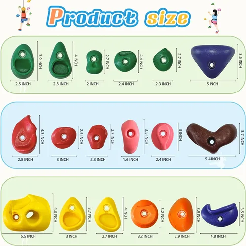 Miniatura 3 de 32 piezas de pared de escalada en roca para niños, soportes de escalada de pared de roca, kits de agarre de pared para escalada de adultos con 32
